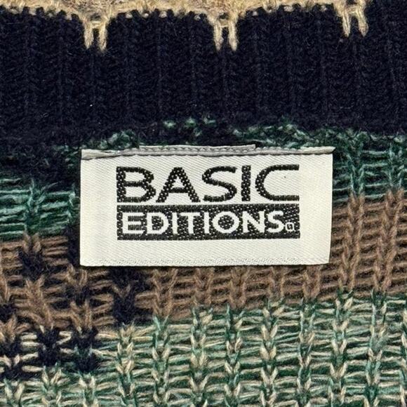 Vintage Basic Editions Cardigan Sweater Floral Cottage Academia 90s Navy Blue 2X - Picture 3 of 5